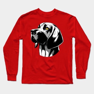 Stunning and Cool Bloodhound Monochrome and Gold Portrait for Father's Day Long Sleeve T-Shirt